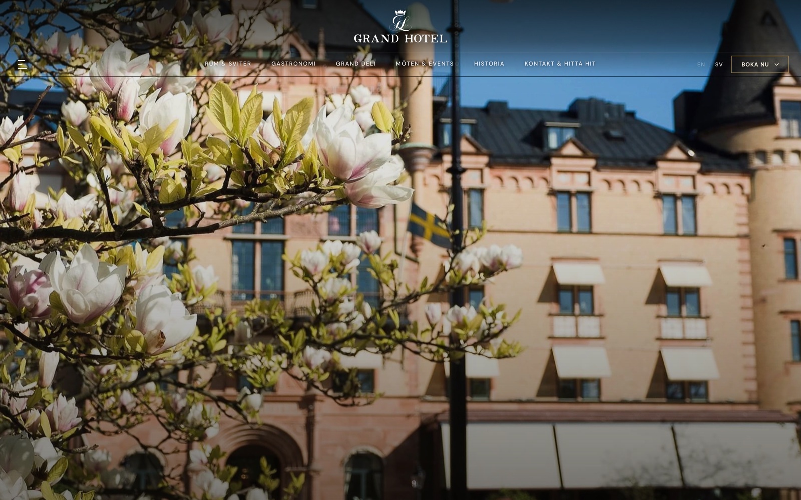 Grand Hotel Lund — Skärmbild av webbplatsen